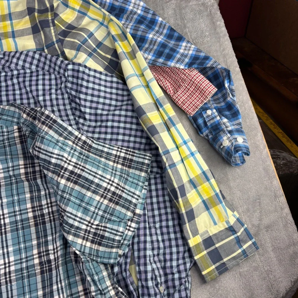 Mens Plaid Shirt lot Bundle Peter Millar North Face LL Bean 5pc button down